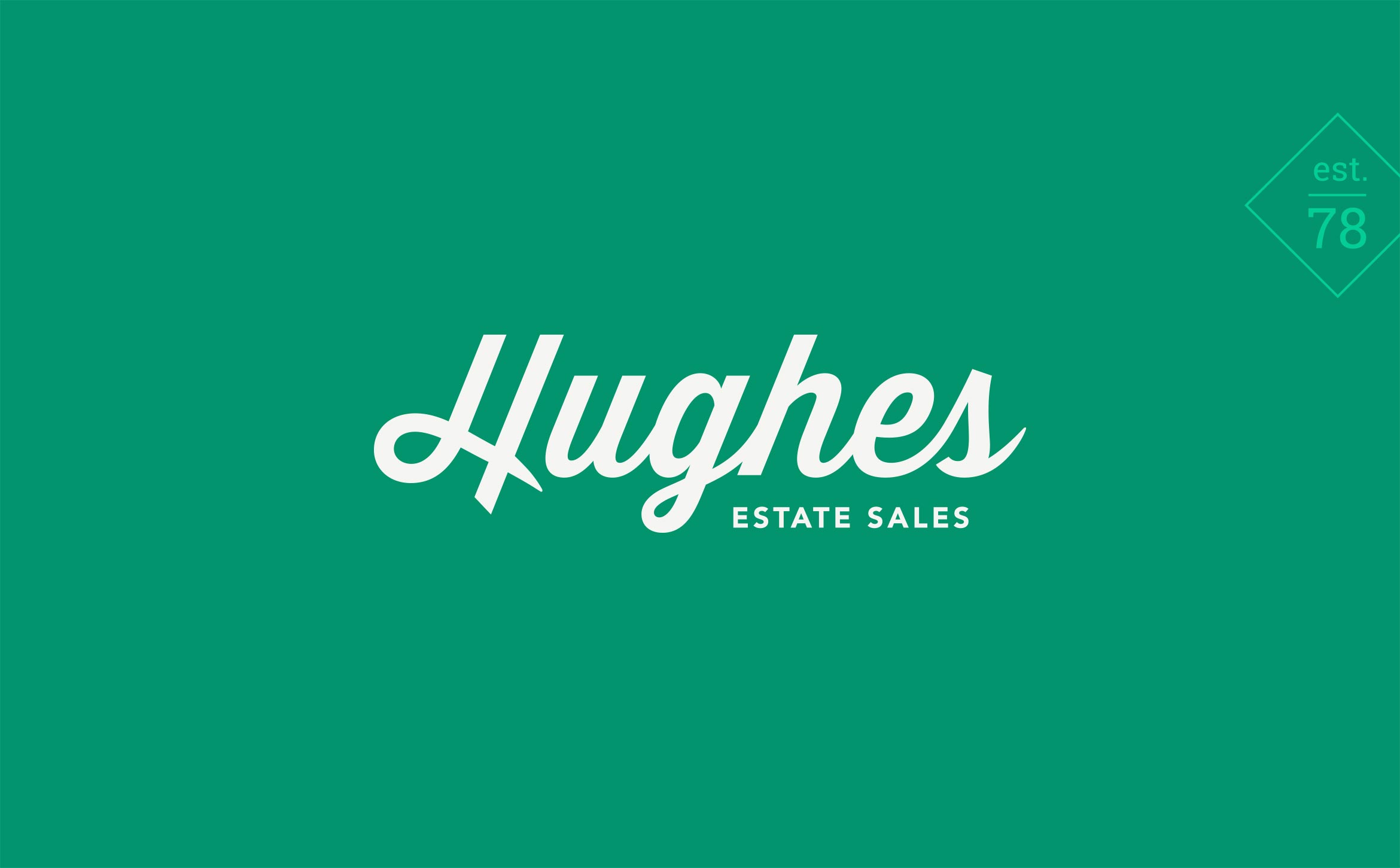 hughes estate sales logo white on green