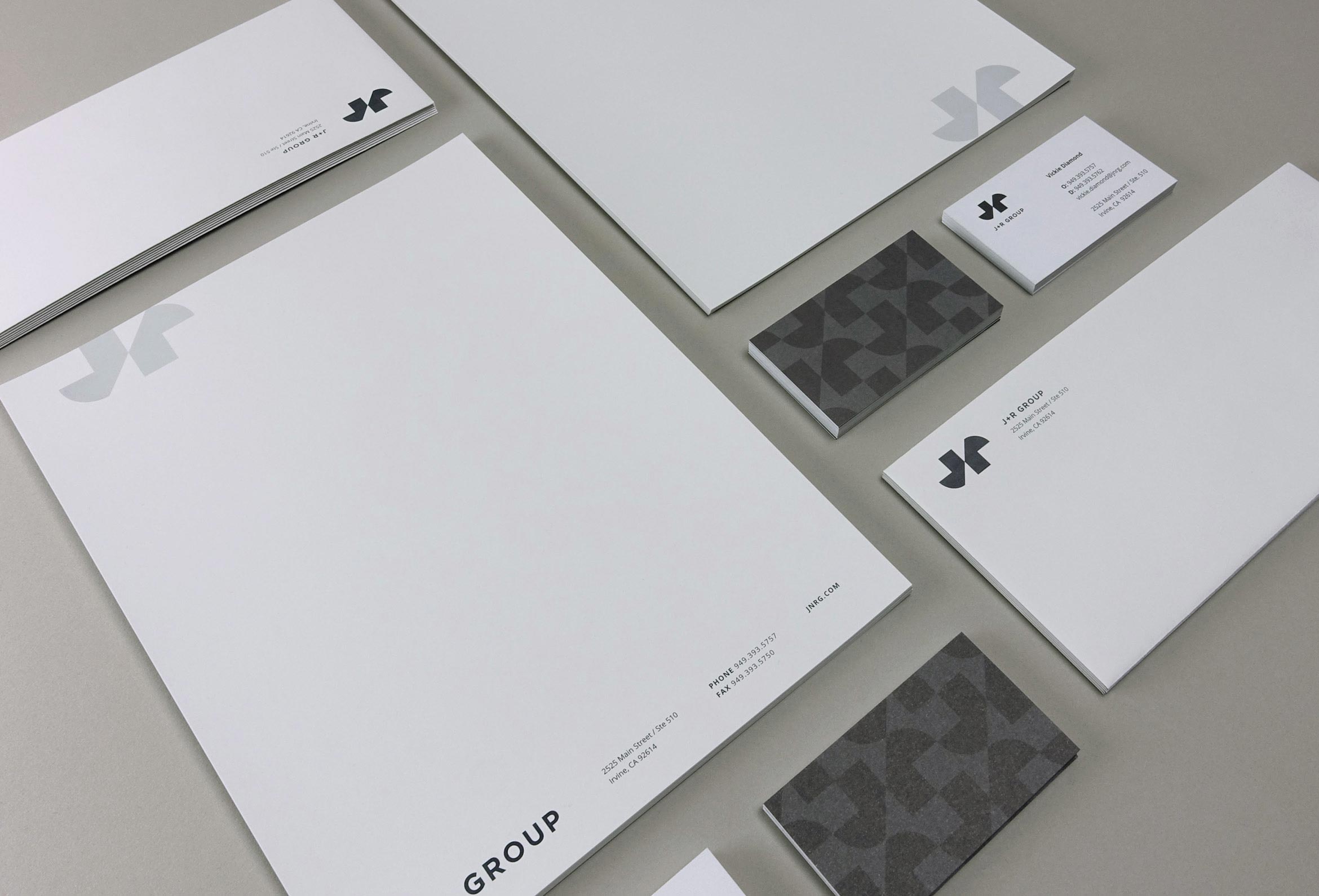 J+R Group corporate stationery suite