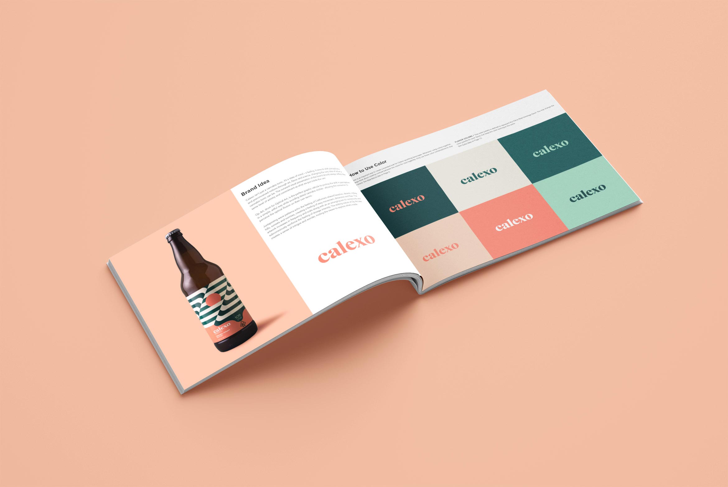 calexo cannabis beverage brochure inside spread mockup