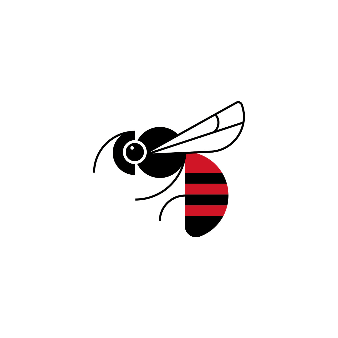 bee illustration in red, black and white for red belly honey