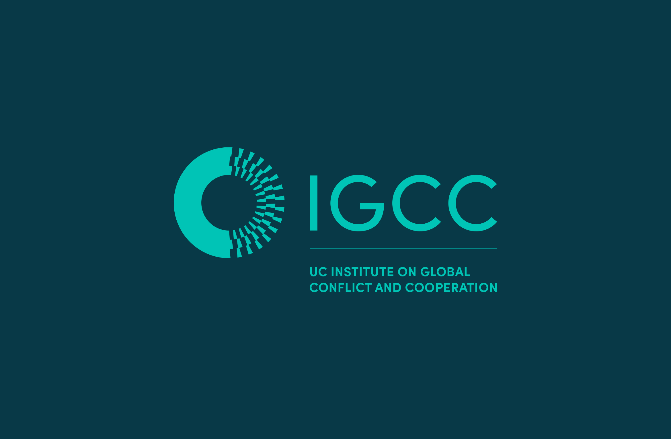 IGCC logo lockup with full name UC Institute on Global Conflict and Cooperation, turquoise on teal