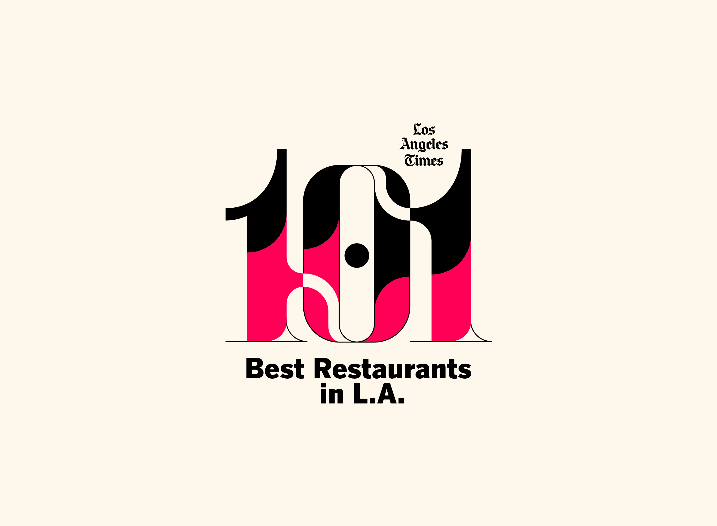 los angeles times 101 best restaurants in LA logo with funky 101 in red and black