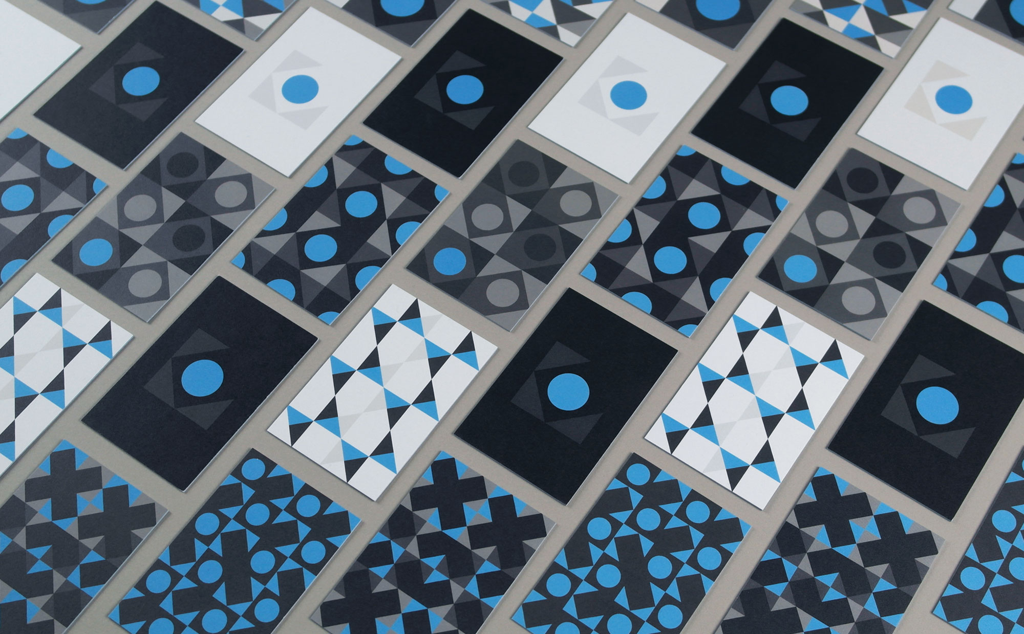 bluegiant business cards in a grid with various patterns
