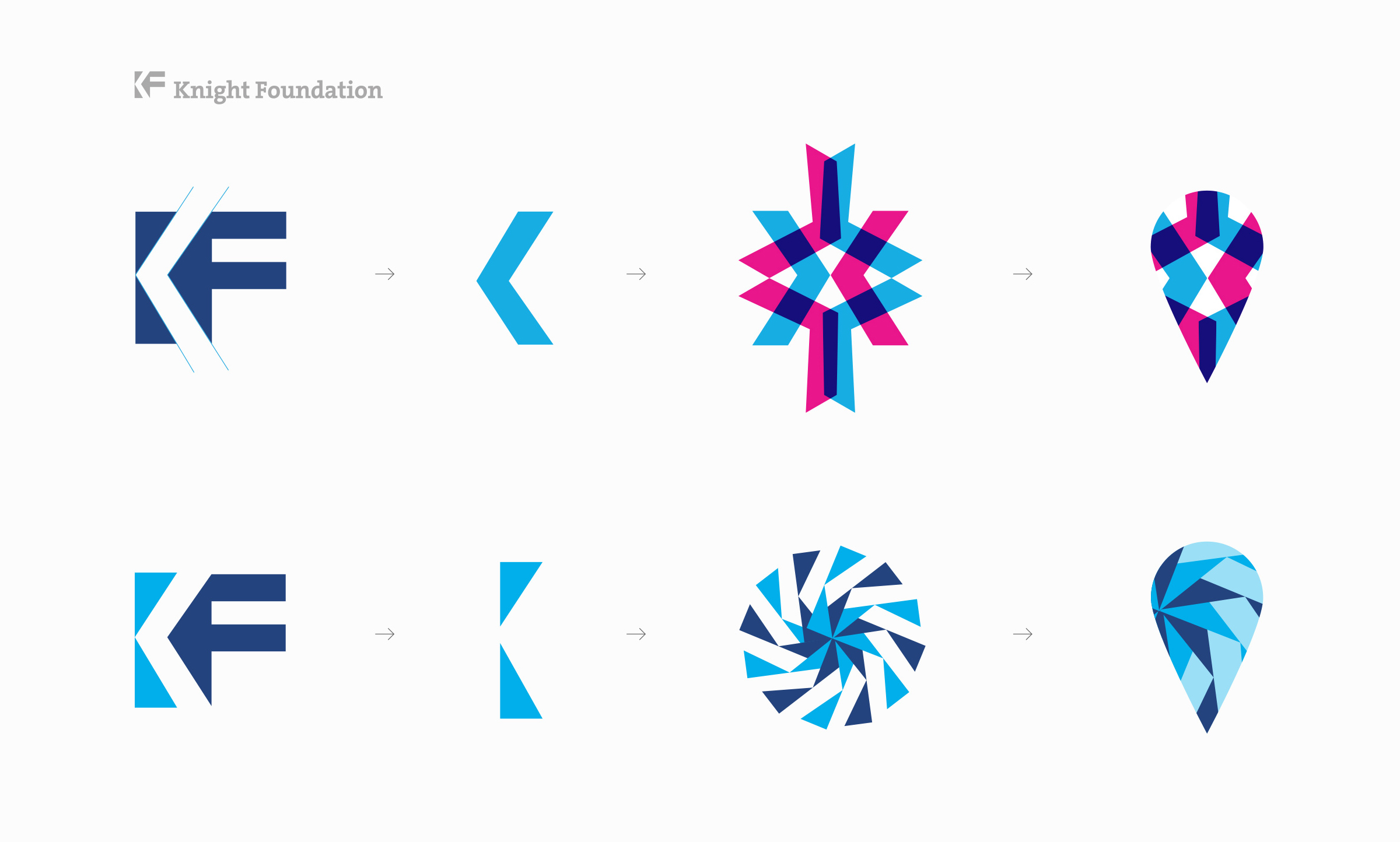 schematic of the pieces from the knight foundation logo how they were used to create pattern designs
