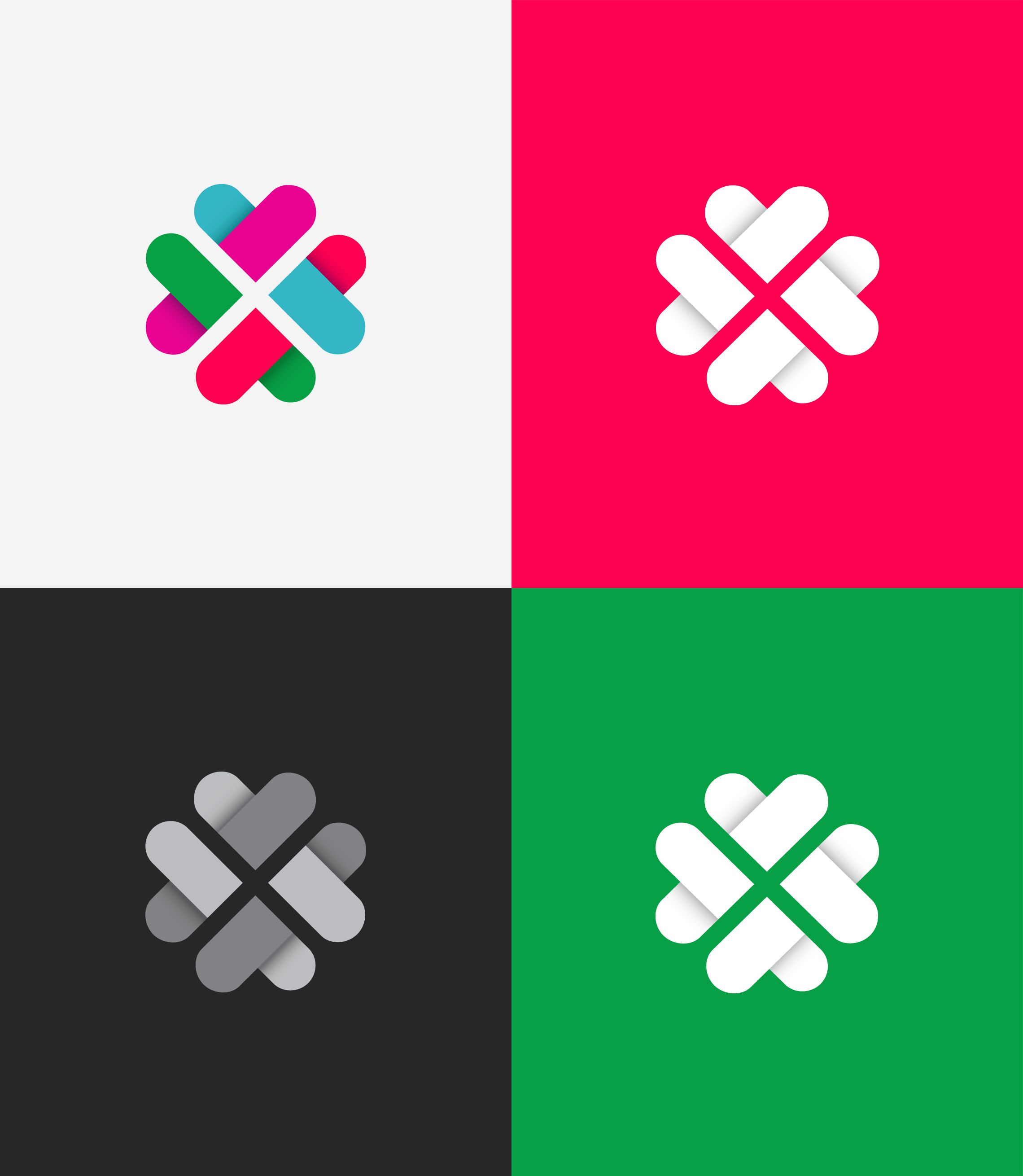 overlapping logo on various background colors