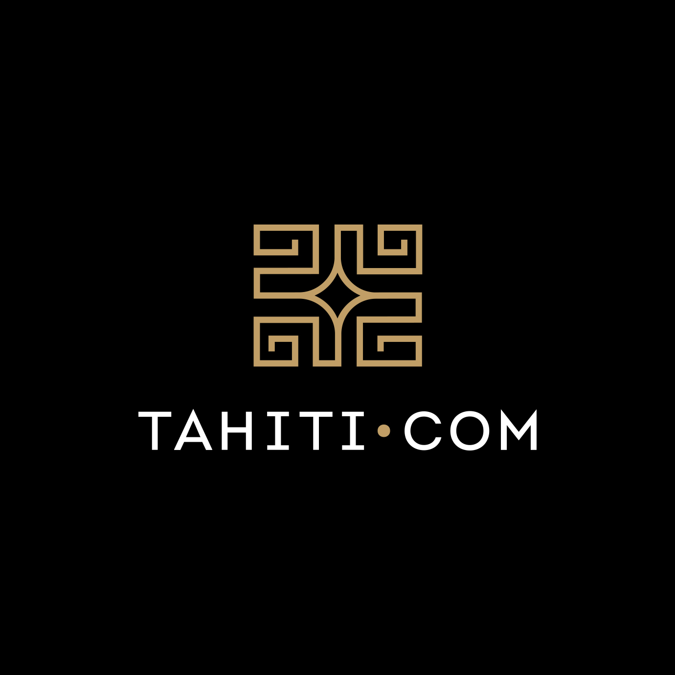 gold and white tahiti.com stacked logo on black