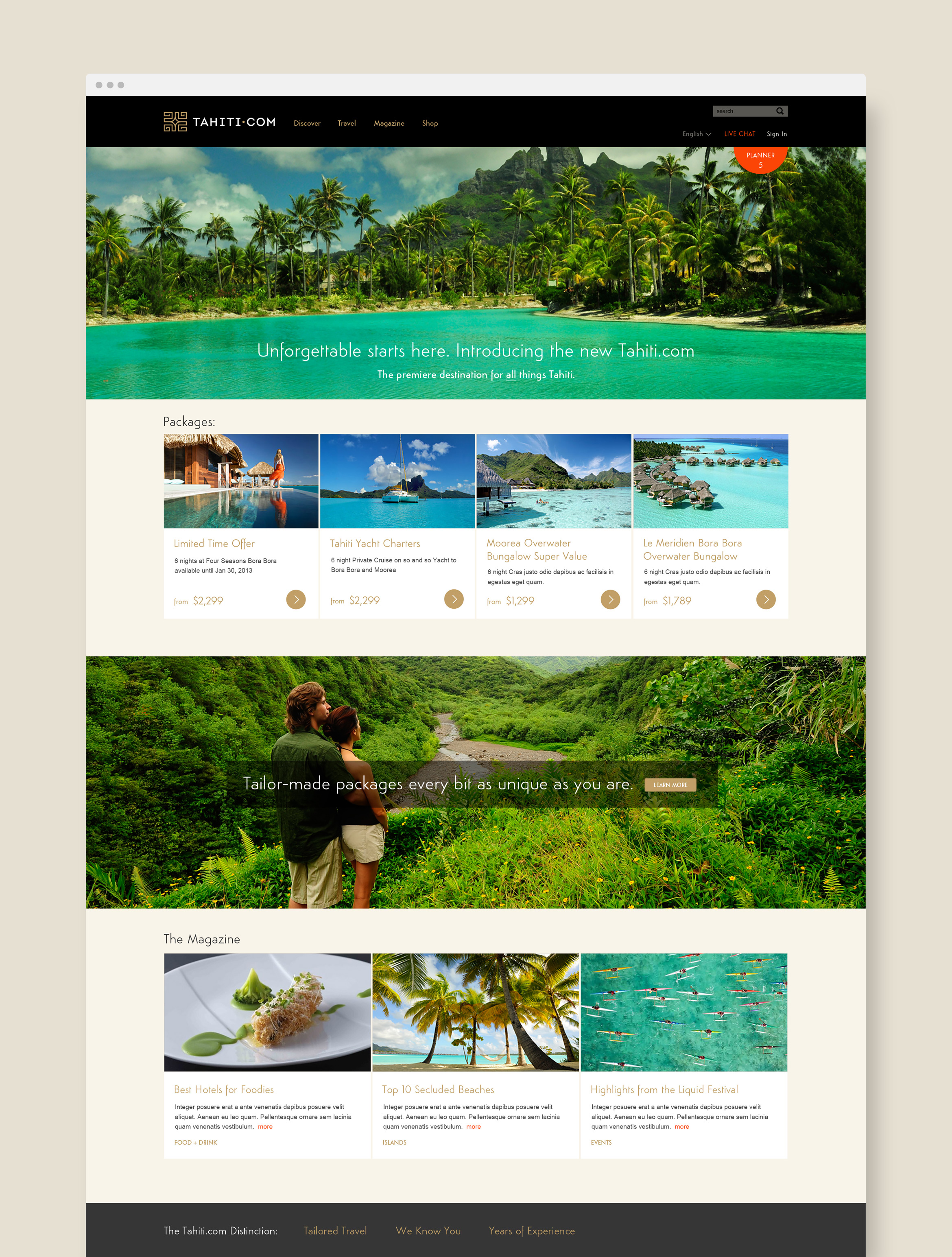 tahiti.com website home page design